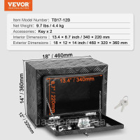 Vevor 310839 Ящик для інструментів Truckbox, ящик для причепа під днищем, ящик для інструментів 46 x 32 x 36 см, ящик для