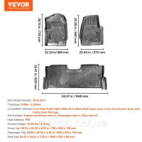Vevor 310907 Автомобільні килимки для Ford F-250/F-350/F-450 2017-2022 3 шт. TPE Vevor 310907 Автомобільні килимки для Ford F-250/F-350/F-450 2017-2022 3 шт. TPE