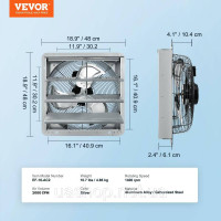 Vevor 311153 Витяжний вентилятор Настінний вентилятор 409 мм Настінний 1506 CFM AC