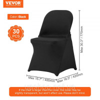 Vevor 311524 Упаковка із 30 чорних еластичних спандексових чохлів для розкладних стільців, універсального чохла для стільців,