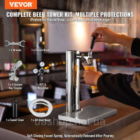 Vevor 312121 Набір Kegerator Tower, набір для переробки пива з одним краном, диспенсер пивної вежі для бочки з нержавіючої сталі з Vevor 312121 Набір Kegerator Tower, набір для переробки пива з одним краном, диспенсер пивної вежі для бочки з нержавіючої сталі з