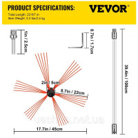 Vevor 312411 Щітка для димоходу Нейлонова щітка для димоходу Щітка для пічних труб 7 М Професійна фурнітура з нержавіючої сталі з Vevor 312411 Щітка для димоходу Нейлонова щітка для димоходу Щітка для пічних труб 7 М Професійна фурнітура з нержавіючої сталі з