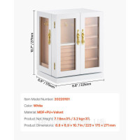 Vevor 312719 Шкатулка для ювелірних виробів з 5 місткими шухлядами, обертова, біла Vevor 312719 Шкатулка для ювелірних виробів з 5 місткими шухлядами, обертова, біла