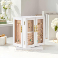 Vevor 312719 Шкатулка для ювелірних виробів з 5 місткими шухлядами, обертова, біла Vevor 312719 Шкатулка для ювелірних виробів з 5 місткими шухлядами, обертова, біла