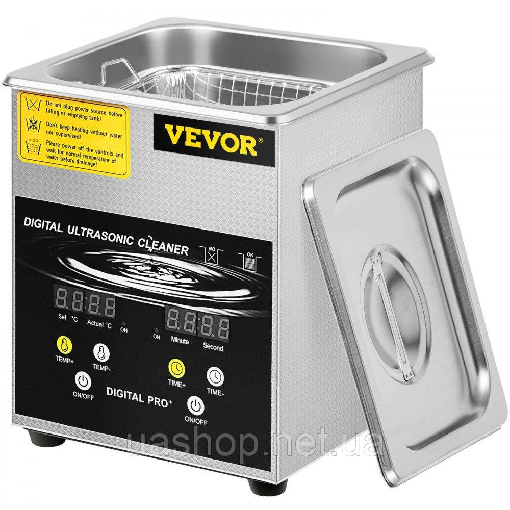 Vevor 313461 Ультразвукова машина 2L для чищення ювелірних виробів з нержавіючої сталі