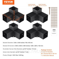 Vevor 313195 Комплект із 4 з'єднувачів для стовпів 10 x 10 см (внутрішній розмір 91,44 x 91,44 мм) кутовий з'єднувач для стовпів Vevor 313195 Комплект із 4 з'єднувачів для стовпів 10 x 10 см (внутрішній розмір 91,44 x 91,44 мм) кутовий з'єднувач для стовпів