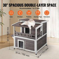 Vevor 313695 Котячий будиночок Котяча печера Котяча хатинка Дерев'яна зовнішня 2-ярусна 750x751x820 мм