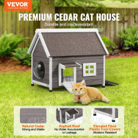 Vevor 313696 Котячий будиночок Котяча печера Котяча хатинка Дерев'яна зовнішня асфальтова покрівля 560x770x670 мм