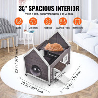 Vevor 313696 Котячий будиночок Котяча печера Котяча хатинка Дерев'яна зовнішня асфальтова покрівля 560x770x670 мм
