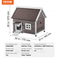 Vevor 313696 Котячий будиночок Котяча печера Котяча хатинка Дерев'яна зовнішня асфальтова покрівля 560x770x670 мм