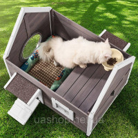 Vevor 313696 Котячий будиночок Котяча печера Котяча хатинка Дерев'яна зовнішня асфальтова покрівля 560x770x670 мм