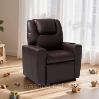 Vevor 314790 Дитяче крісло-рекламоне з підстаканниками, регульована спинка 101°-121°, шкіряний шезлонг з підставкою для ніг,