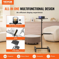 Vevor 315377 Підставка для проектора з колесами, регульована висота від 580 до 1455 мм, кріплення для проектора з 2 полицями, Vevor 315377 Підставка для проектора з колесами, регульована висота від 580 до 1455 мм, кріплення для проектора з 2 полицями,