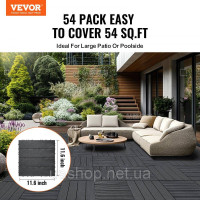 Vevor 315927 Плитка для патіо, комплект із 54 предметів, балконна плитка 295 x 295 мм, плитка Click, водонепроникне пластикове Vevor 315927 Плитка для патіо, комплект із 54 предметів, балконна плитка 295 x 295 мм, плитка Click, водонепроникне пластикове