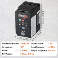 Vevor 316225 Частотний перетворювач VFD 0,75 кВт 220 В 1/3 фази вхід на 3 фази вихід Vevor 316225 Частотний перетворювач VFD 0,75 кВт 220 В 1/3 фази вхід на 3 фази вихід