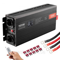 Vevor 316233 Інвертор з чистою синусоїдою 3000 Вт DC12V AC 230 В перетворювач напруги 2 розетки змінного струму 2 порти USB 1 порт