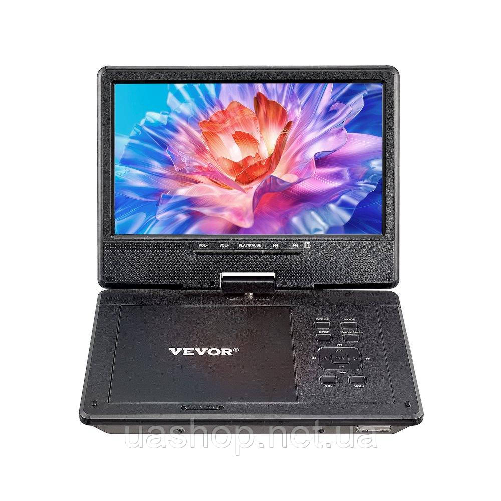 Vevor 316352 Портативний DVD-програвач з обертовим HD-екраном 228 мм, 4 години відтворення