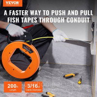 Vevor 316526 Стрічка для натягування Pulling Aid Pulling Tape, спіральна, 60,96 м x 4,7 мм, скловолокнистий кабель