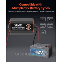 Vevor 316610 Зарядний пристрій 12V 60A DC/DC, 750W для свинцево-кислотних, літієвих, AGM, гелевих та рідких акумуляторів,