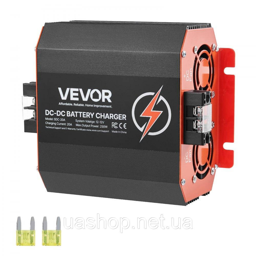 Vevor 316612 Зарядний пристрій 12V 20A DC/DC, 250W, ідеально підходить для свинцево-кислотних, літієвих, AGM, гелевих та рідких