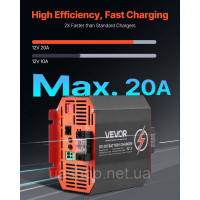 Vevor 316612 Зарядний пристрій 12V 20A DC/DC, 250W, ідеально підходить для свинцево-кислотних, літієвих, AGM, гелевих та рідких