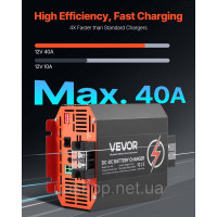 Vevor 316613 Зарядний пристрій 12V 40A DC/DC, 500W для свинцево-кислотних, літієвих, AGM, гелевих та рідких акумуляторів,