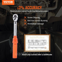 Vevor 316989 Динамометричний ключ 6,35 мм, набір динамометричних ключів 2,3-23 Нм для велосипеда та мотоцикла, похибка ± 3%, 2