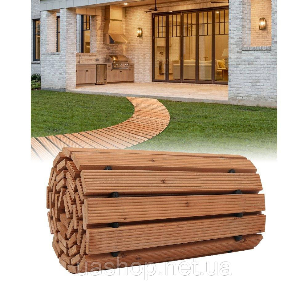 Vevor 318085 Викатна садова доріжка 253x43 см, Викатна дерев'яна доріжка, Кедрова доріжка з дротяним з'єднанням, Дерев'яні сходи,