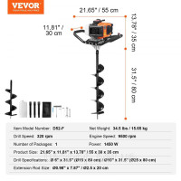 Vevor 318192 Свердло для свердління Свердло для свердління для свердловин 52CC Свердло для паль Свердло для свердління 150/250 мм