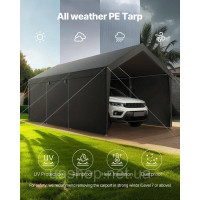Vevor 317971 Навіс для гаража, навіс для автомобіля, 3,65x6,09x3,02 м, сірий