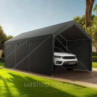 Vevor 317971 Навіс для гаража, навіс для автомобіля, 3,65x6,09x3,02 м, сірий