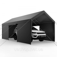 Vevor 317971 Навіс для гаража, навіс для автомобіля, 3,65x6,09x3,02 м, сірий