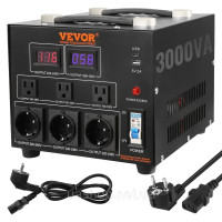 Перетворювач напруги VEVOR 3000VA, трансформатор змінного струму 110 В 220 В, 3 американських 3-контактних вих