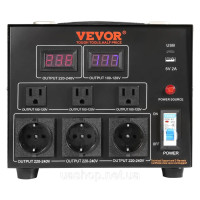 Перетворювач напруги VEVOR 3000VA, трансформатор змінного струму 110 В 220 В, 3 американських 3-контактних вих