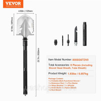 Vevor 316921 Survival Shovel 8 in 1 Лопата для кемпінгу Складана портативна багатофункціональна лопата Vevor 316921 Survival Shovel 8 in 1 Лопата для кемпінгу Складана портативна багатофункціональна лопата