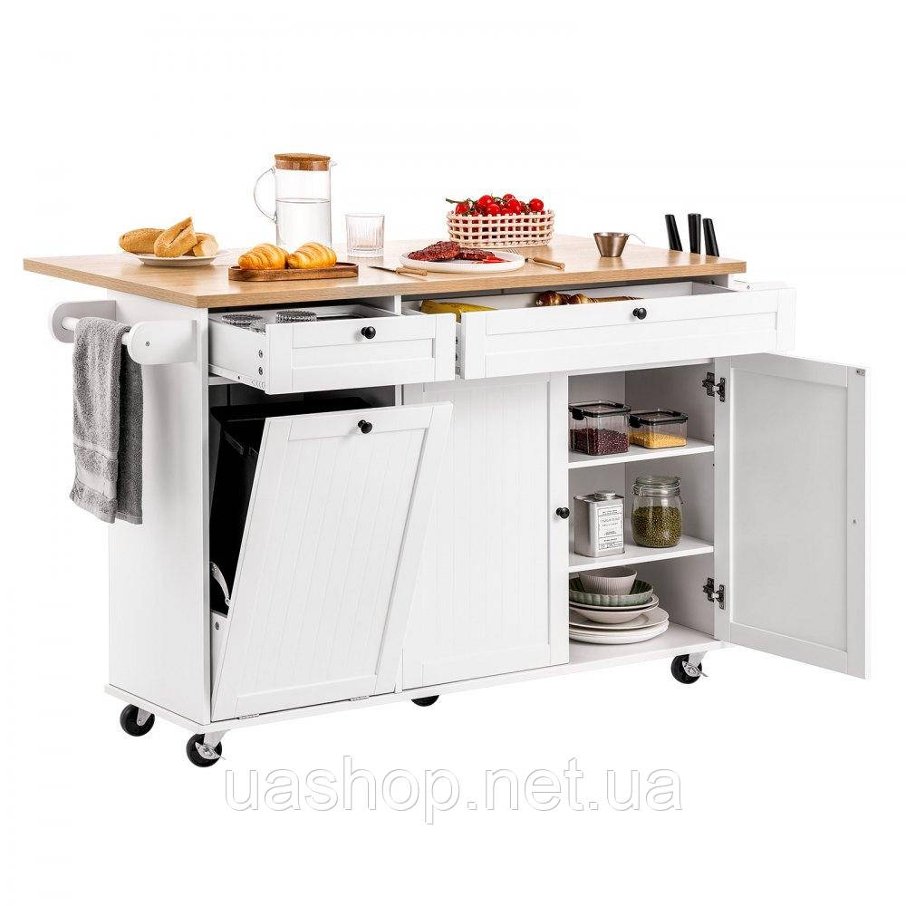 Vevor 311494 Кухонний острів-візок на колесах, шафа з 2 шухлядами, їдальня, 153 см