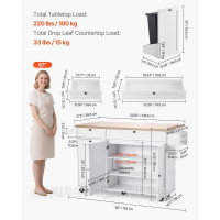 Vevor 311494 Кухонний острів-візок на колесах, шафа з 2 шухлядами, їдальня, 153 см Vevor 311494 Кухонний острів-візок на колесах, шафа з 2 шухлядами, їдальня, 153 см