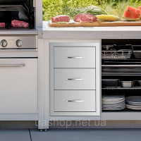 Vevor 311447 Вуличний кухонний острів з потрійними шухлядами та доступом до гриля 47x57x57 см Vevor 311447 Вуличний кухонний острів з потрійними шухлядами та доступом до гриля 47x57x57 см