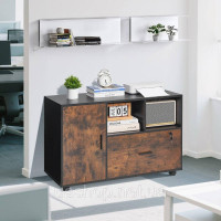 Vevor 314951 Шафа для документів, офісна шафа з дерева, що замикається, рустикальний коричневий колір, зсувна Vevor 314951 Шафа для документів, офісна шафа з дерева, що замикається, рустикальний коричневий колір, зсувна