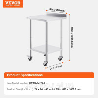 Vevor 311628 Стіл виробничий кухонний стіл розкладний 610х610мм двошаровий Vevor 311628 Стіл виробничий кухонний стіл розкладний 610х610мм двошаровий