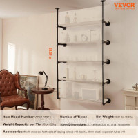 Vevor 314979 2x Shelf Tubes Плаваюча полиця Промислова полиця для труб Настінна полиця 5 рівнів 25см Vevor 314979 2x Shelf Tubes Плаваюча полиця Промислова полиця для труб Настінна полиця 5 рівнів 25см
