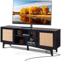 Vevor 315047 Тумба під ТВ з ротанга 191см ТВ Бохо Тумба ТВ Тумба ТВ Чорна
