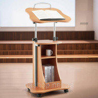 Vevor 315072 Подіумна стійка 1,1 м, дерев'яна кафедра з колесами, регульована висота зберігання