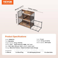 Vevor 314893 Підставка під програвач, полиця для гітари, шафа для пластинок, чорний, 3-х шар