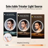 Vevor 315183 Дзеркало для макіяжу Hollywood Дзеркало косметичне LED для макіяжу Smart Touch φ513мм Vevor 315183 Дзеркало для макіяжу Hollywood Дзеркало косметичне LED для макіяжу Smart Touch φ513мм