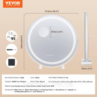Vevor 315183 Дзеркало для макіяжу Hollywood Дзеркало косметичне LED для макіяжу Smart Touch φ513мм Vevor 315183 Дзеркало для макіяжу Hollywood Дзеркало косметичне LED для макіяжу Smart Touch φ513мм