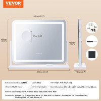 Vevor 315192 Косметичне дзеркало Hollywood 3 кольори USB порт 547х447мм Vevor 315192 Косметичне дзеркало Hollywood 3 кольори USB порт 547х447мм