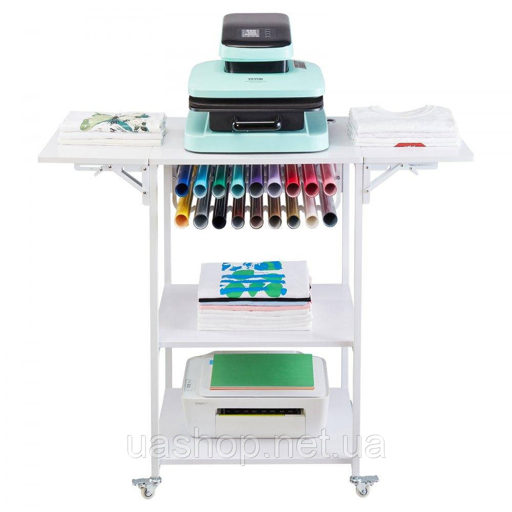 Vevor 312832 Heat Press Table 3-ярусна підставка для принтера, рухома біла, рухома