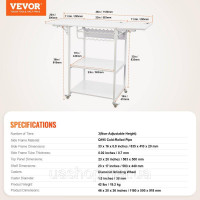 Vevor 312832 Heat Press Table 3-ярусна підставка для принтера, рухома біла, рухома Vevor 312832 Heat Press Table 3-ярусна підставка для принтера, рухома біла, рухома