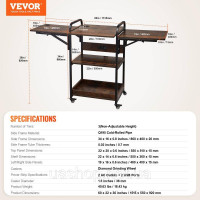 Vevor 312853 Зарядна станція Heat Press Table, 3-ярусна підставка для принтера, згортається, коричнева